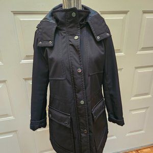 Kenneth Cole New York Black Hooded Coat, Size M